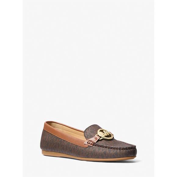 NEW MICHAEL KORS women's fulton signature logo moccasins in brown